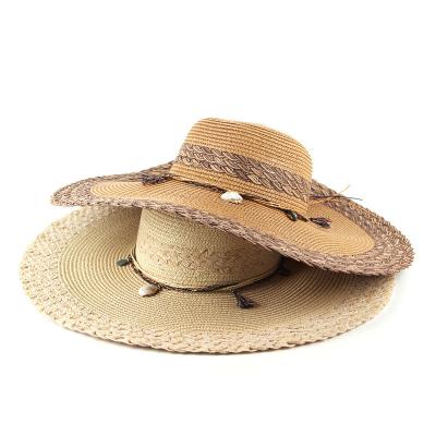 China Wide Brim Straw Hat With Shell Wholesale 2022 Summer Eco-friendly Outdoor Sun Hats Beach Umbrella for sale