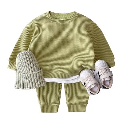 China Anti-Wrinkle Boutique Spring Autumn Baby Boys Girls Knitting Clothing Sets Cotton Simple Sportswear Casual Baby Clothes Set for sale