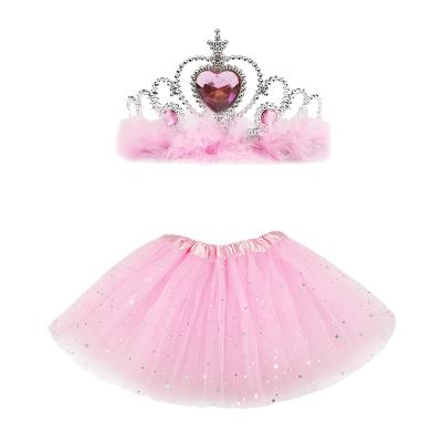 China popular Anti-wrinkle princess Dress up shiny sparkle tutu with crown accessories Tiara Ballet Tutu Skirt for girls costume gifts for sale