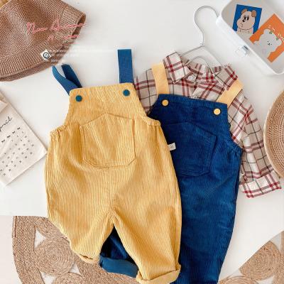 China Autumn Corduroy Cotton Spring Fashion Anti-pilling Baby Unisex Newborn Baby Boys Girls Pants Suspender Pants for sale