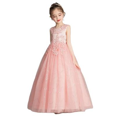 China Summer Breathable Baby Dresses Birthday Party Clothes For Girls Tulle Long Tutu Flower Lace Wedding Dress Kids Ruffle Ball Gown for sale