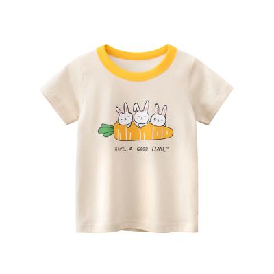 China Yiwu Haier Clothing Summer QUICK DRY Baby Clothes Cartoon Cotton Short Sleeve Print Rabbit Letter Top T-shirt For Newborn Cute for sale