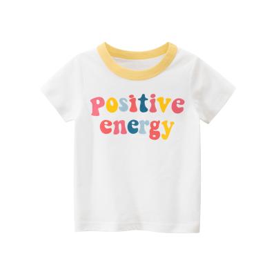 China 2021 QUICK DRY hot sale summer baby clothes cotton short sleeve top letter print T-shirt for kids girls for sale