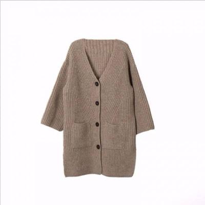 China Anti-Wrinkle Autumn Winter Baggy Buttons Long Sleeve V-Neck Girls Cardigan Sweater for sale