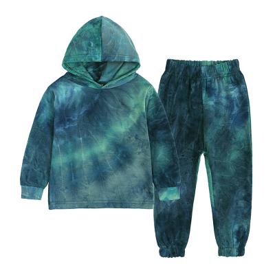 China Fashion Casual Kids Wear Cotton Tie Dye Toddler Kids Sweatsuit Costume Jogging Hoodie Set Autumn Winter Clothes For Kids for sale