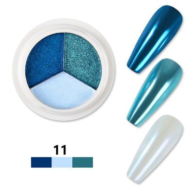 China 3Colors/Box Solid Mirror Nail Effect Magic Nail Powder Glitter Holographic Chrome Pigment YAP014 for sale