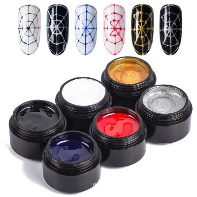 China 5ML Creative Nail Art Gel Wire Drawing Nail Gel Elasticity UV Dot To Scratch Gel Polish Spider Paint Silk Gel YUG001 for sale