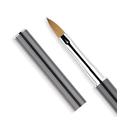 China Acrylic Blush Rhinestone Nail Art Brush Pen Diamond Metal Handle Carving Powder Gel Brushes for sale