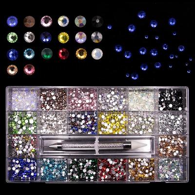 China Mixed Rhinestones Set Glass 20 Styles Large Rhinestone DIY AB Crystals For Nails Flatback Gold Bottom Stones Glass Bead Decoration for sale