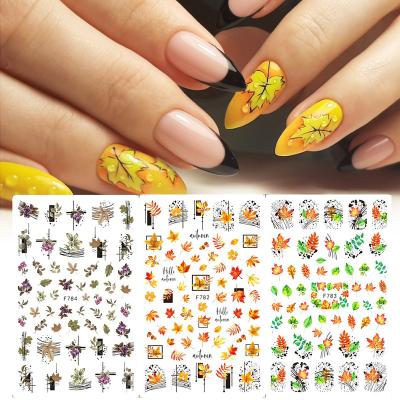 China 1pcs 3D Plastic Maple Leaves Nail Stickers Nail Art Decoration Autumn Adhesive Manicure Decals Stickers for sale