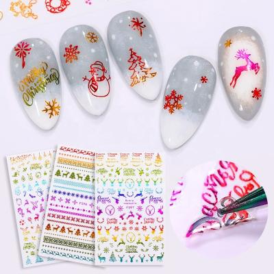 China Newest Metal Laser 3D Christmas Snowflake Nail Sticker Nail Art Decoration for sale