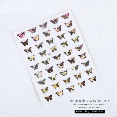 China Butterfly Designs Nail Tips Colorful Art Stickers Watermark DIY Nail Decals Manicure Tool YNS011 for sale