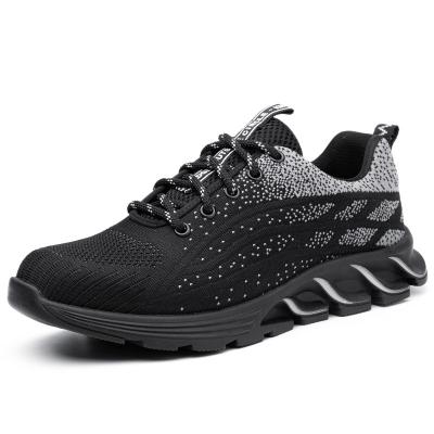 China New Arrival Fly Knit Safety Steel Toe Upper Trotter Shoes Rubber Sole Steel Toe Sport Industrial Safety Shoes For Men for sale