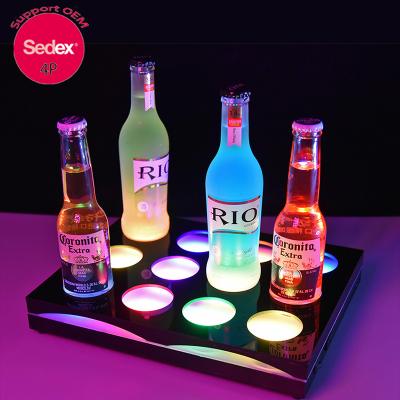 China Factory New Customized Square Shot Led Bottle Display Bottle Light Base Glorifier for sale