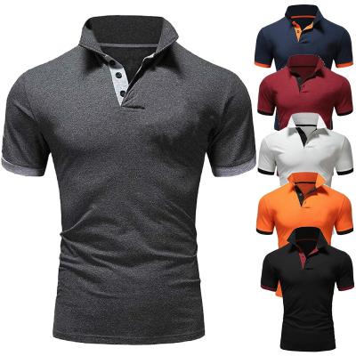 China Solid Color Men's Patchwork Polo Shirts Lapel Shorts Sleeve Sports Breathable Classic Men's Fashion Breathable Polo Shirts for sale