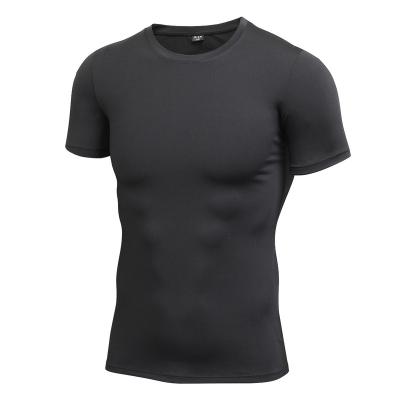 China Sale 85% Polyester Gym Running Sports High Quality Breathable Tight Stretch Tee Fitness Shorts Sleeve Quick Dry Shirt For Men for sale