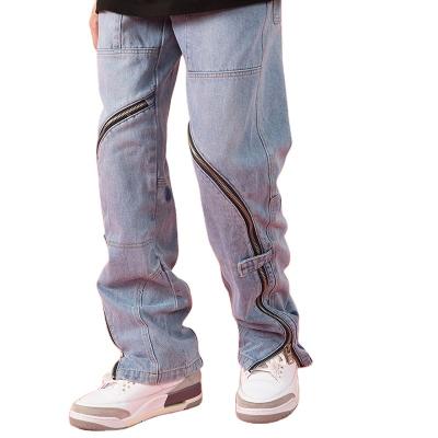 China High Quality High Quality Men's High Quality Zipper Men's Vintage Loose Casual Straight Pants Breathable Quilting Jeans For Men for sale