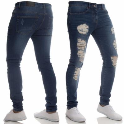 China Breathable fashion hot sale ripped pants stretch jeans skinny men distressed cut up men's denim slim jeans damage jeans pants for men for sale