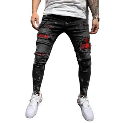 China Breathable Stretch Tapered Jeans Style For Men Ripped Casual Denim Fade Patches Damage Fashion Print Skinny Jeans for sale