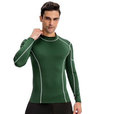 China Men's Multicolor Quick-drying High-elastic Tight Clothes Breathable Fitness Long Sleeve High Running Clothes Collar High Color for sale