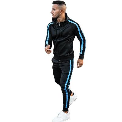 China New Men's Fashion Youth Fashion Trend Casual Korean Hooded Color Stripe Jogging Suit Baseball Jogging Suit for sale