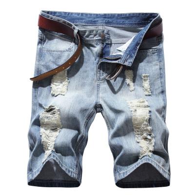 China hot sale Anti-wrinkle washed damage ripped shorts men plus size summer men's casual shorts tooling denim loose short pants fashion new for sale