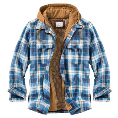 China Long Sleeve Loose Hooded Zippers And Buttons Cotton Waterproof Thick Plaid Jacket Jacket Plus Size Hooded Jacket for sale