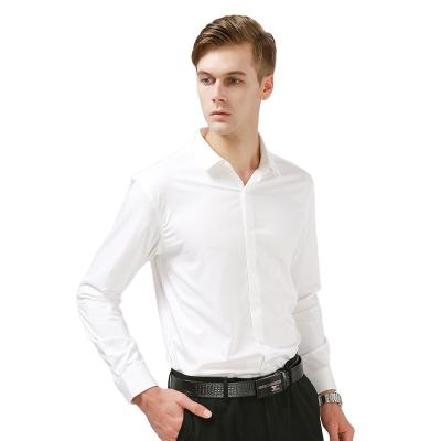 China Soft White Shirt Men Solid Color Anti-Wrinkle Long Sleeve Business Casual Bamboo Fiber Anti-pilling Men Anti-ultraviolet Shirt Men for sale