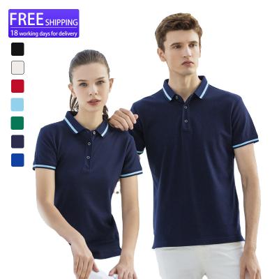 China Breathable USA Free Shipping Custom Workwear Polo Shirt LOGO Embroidery Short Sleeve Lapel T-Shirt Printing Corporate T Shirt for sale