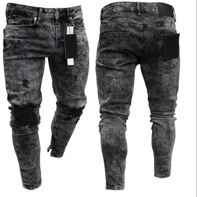 China Fashion Mens Breathable Free Shipping Jeans Hip Hop Cool Streetwear Patch Hole Ripped Skinny Jeans For Men Broken Pants To Destroy Mens Jeans for sale