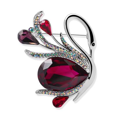 China New Luxury Luxury Alloy Plating Real Platinum Imported Rhinestones Austria Swan Crystal Brooches Pins For Women for sale