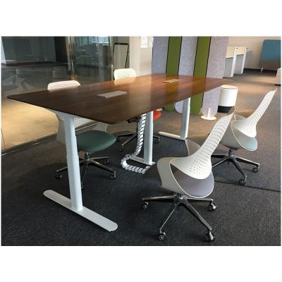 China Mordern Oval Column Sit To Stand Height Adjustable Meeting Desk For Office Use for sale