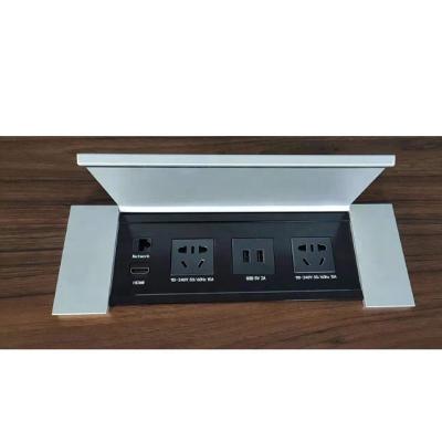 China OTi-Furniture Multifunctional Flip Integrated Wire Box On Modern Desk With Optional Plug And Universal Adapter WSGB7 for sale