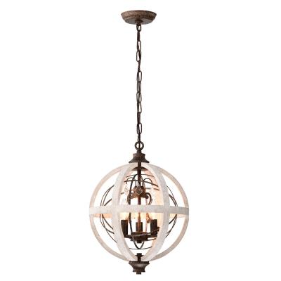 China Vintage Design Classic Wooden Chandelier Wooden Pumpkin Hanging Pendant Lamp for sale