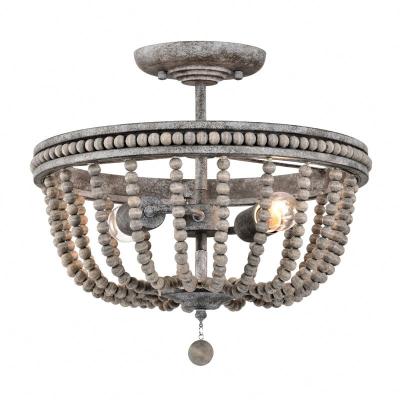 China Custom Fringed Style Wooden Beaded Ceiling Hanging Lamp with 2 Years Warranty for sale