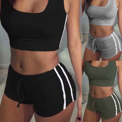 China Drawstring Logo Drawstring Shorts Sports Bra Workout Wear Women Yoga Breathable Custom Sportswear Short Workout Wear Women Crop Top Gym Fitness Active Tight Set for sale