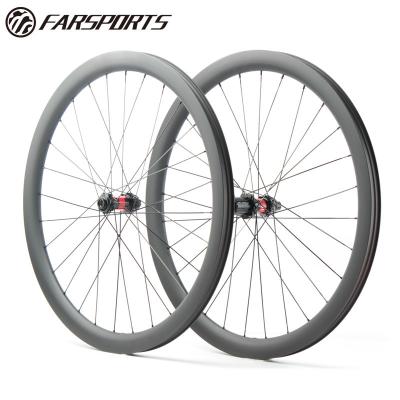 China Road Bikes New 35mmx28mm Road Farsports Carbon Disc Tubeless Wheelset 28H/28H Center Lock for sale