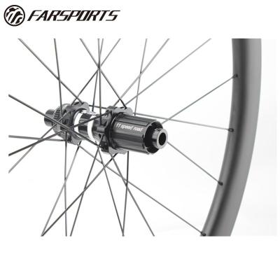 China Road Bikes Farsports Series Kaze Disc Brake Wheelsets 45mm High End Height 28mm Width, 24H/24H DT350 Disc Brake Hub, 12mm Through Axle for sale