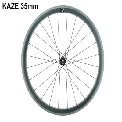 China Road Bikes RTS Farsports Wheelsets KAZE 35mm Rim Brake Anvil, 20H/24H Spoke Holes UD Black Matte With DT350 Hub for sale