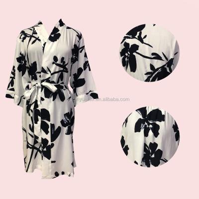 China Breathable Soft Kimono Floral Rayon Bathrobe Women for sale