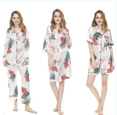 China New Floral Design QUICK DRY Satin Women's Sexy Satin Nightgowns for sale