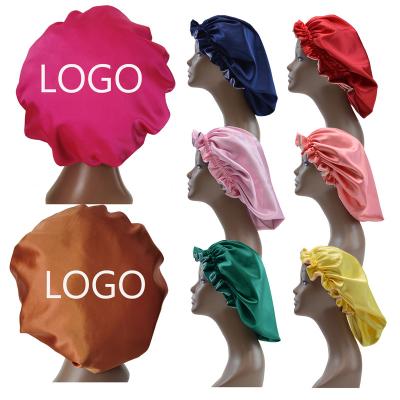 China European and American Style Custom Logo Soft Satin Bonnet Silk Sleep Hoods Double Sided Diaper Hair Hoods for sale