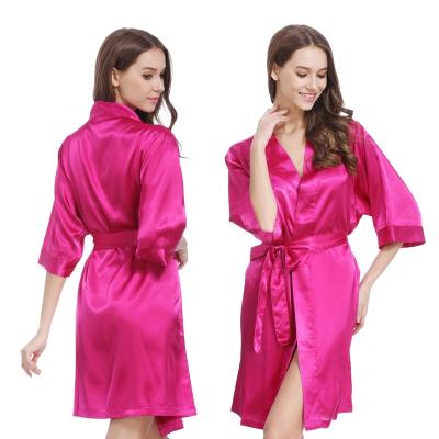 China Wholesale QUICK DRY 45colors of high quality satin cheap sexy silky kimono bridal long robe for women for sale