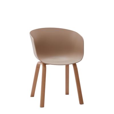 China Factory Price Cheap Elegant Light Brown Armrest Coffee Dining Chair With Metal Leg for sale