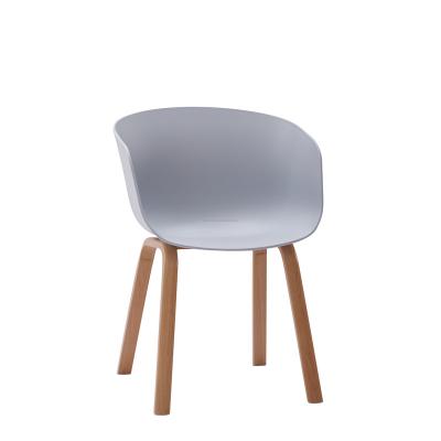 China Cheap Elegant Factory Price Armrest Light Gray Coffee Dining Chair With Metal Leg for sale