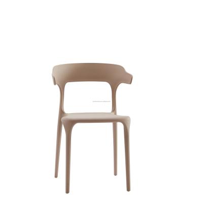 China Hot Sale Cheap Factory Price Light Brown Stacking PP Dining Chair With Arms for sale