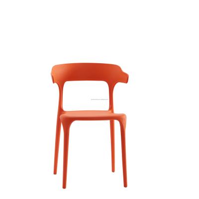 China Cheap factory price hot sale orange stacking pp dining chair with arms for sale