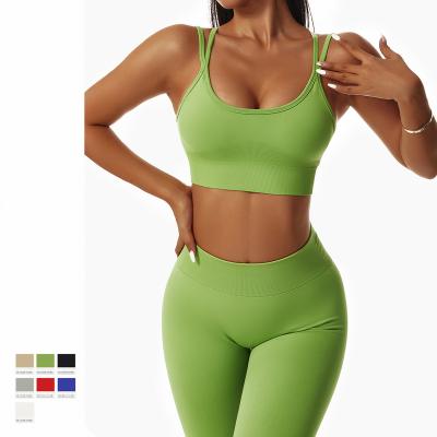 China Wholesale High Quality Breathable Active Workout Yoga Suit Women Sports Gym Custom Wear 2 Piece Sports Bra And Shorts Yoga Sets for sale