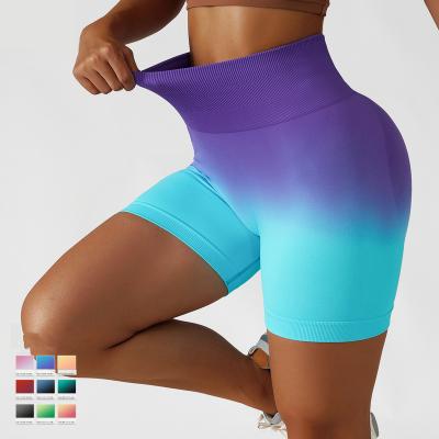 China Breathable Wholesale Stretch Yoga Shorts High Waist Gym Hip Women Sports Shorts Girls Tie Dye Booty Abbreviations for sale