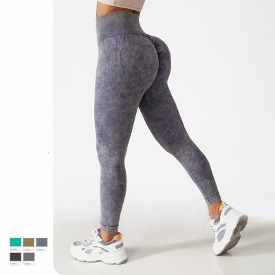 China Breathable Seamless Workout Leggings Women Outfits Skirt Crac! crack! Bum Tights Butt Lift Pants see no through fitness wear ruched booty for sale